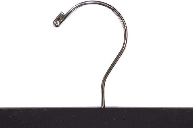 NAHANCO 14” Flat Wooden Skirt/Pant Hanger with Chrome Hardware, Black (Pack of 25)