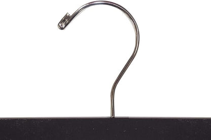 NAHANCO 14” Flat Wooden Skirt/Pant Hanger with Chrome Hardware, Black (Pack of 25)