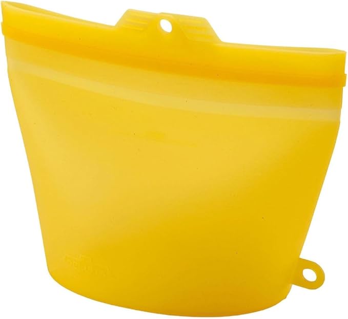 Cogit Silicone Bag for Cooking, Yellow, Large, Washable, Repeated Water Bath, Microwave Heating, Heat Resistant, Refrigerator, Freezer, Storage Container, Cook, Kitchen