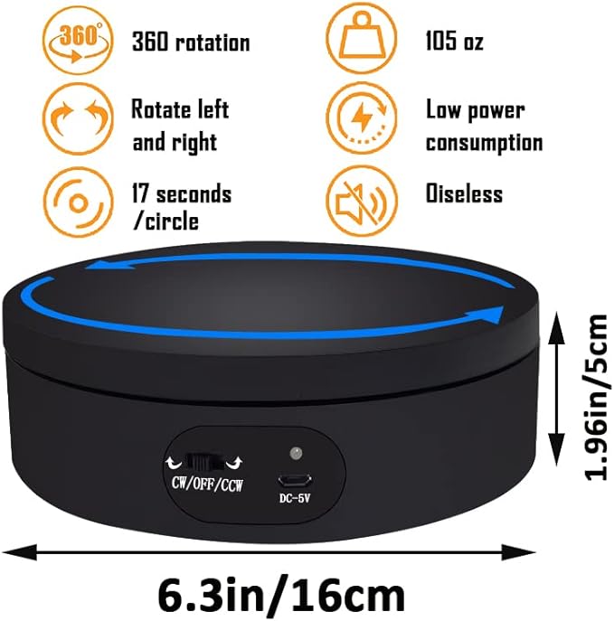 YVV Motorized Rotating Display Stand, Cup Display Turner Stand, Electric Rotating Base for Glitter Tumblers, 360 Automatic Mute Rotating Turntable with 4 Colors Backgrounds for Epoxy Cup Display