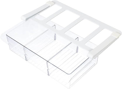 Glad Pull Out Fridge Drawer Organizer - Clip-On Under Shelf Refrigerator & Pantry Storage Bin with 3 Compartments for Fruit, Vegetables, and Deli Meat Drawer - BPA Free Clear Plastic
