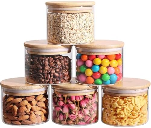 ComSaf Glass Storage Containers with Lids 0.5 Qt, 6 Pack Small Glass Jars by ComSaf