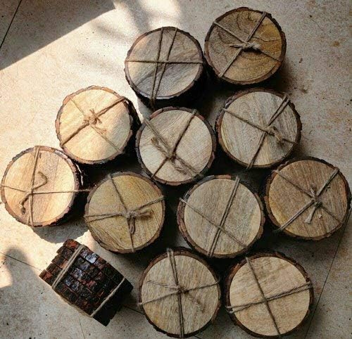 Luxurious Wood Coasters (Set of 5) with Metal Holder, Light Weight and Fitted in Natural Bark Tree, Coaster for Tea, Drinks, Mugs, Cans, Glasses 4 x 4 inch (Coasters with Stand) - Image 5
