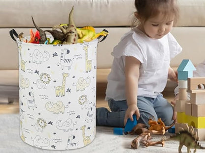 Baby Laundry Hamper Basket Baby Hamper for Nursery Boy and Girl Cute Kids Toys Storage Bin Organizer Animal Room Decor(Animals)