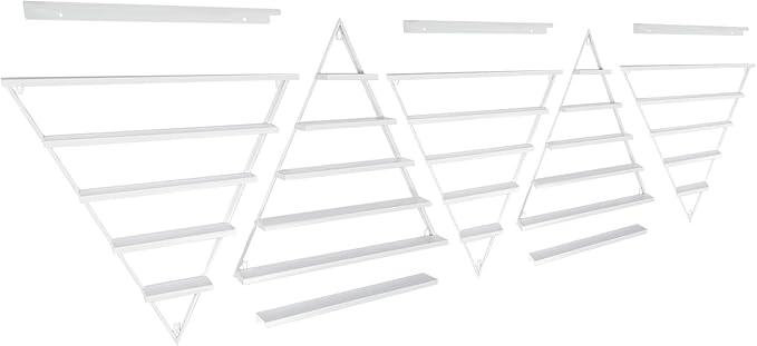 Metal Wall-Mounted Nail Polish Storage Racks, 5 Tiers Nail Polish Storage Racks, 10PCS Triangular Cosmetic Display Racks, Lipstick Perfume Wall Shelf for Spa Nail Salon Shop Home (White)