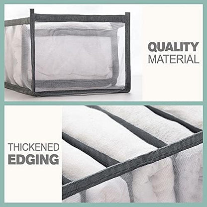 3PCS-7Grids Wardrobe Clothes Organizer and Storage Grids For Jeans Drawers Pants and Leggings (Gray,3PCS 7Grids - Leggings)