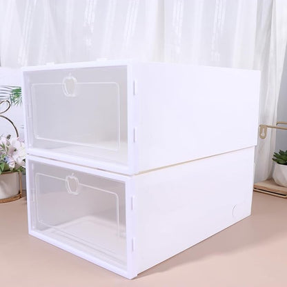 Homoyoyo 6pcs Shoe Storage Boxes with Lids, Stackable Plastic Shoe Organizer Bins for Women’s Sneakers, High Heels, and Boots, Space-saving Closet Storage Solution Assorted style