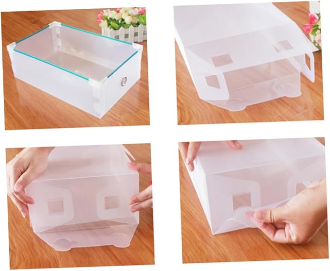 MAGICLULU 6pcs Plastic Shoe Boxes Lids Dustproof Storage Organizer for Home Closet