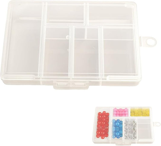 Small Bead Organizer Mini Box Plastic Divided Storage Container with 6 Compartments Craft Jewelry Boxes with Divider Travel Item Containers and Compartment Box for Beads and Accessories