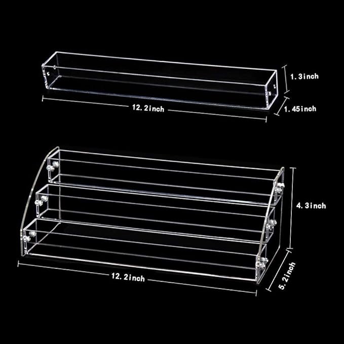 3 Tiers Acrylic Display Stands for Essential Oils Organizer Lipstick Nail Polishes Rack Dresser Makeup Storage Retail Store Case Brochure Holder Desktop Space Saver Eye Spray Dropper Bottle Container