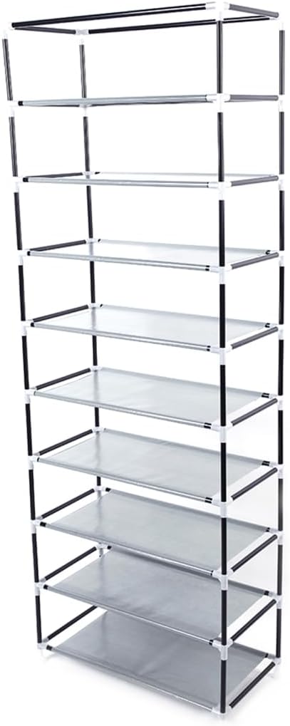 63" The Large Shoe Rack with dust Cover Shoe Rack with Covers on The 10-Floor Non-Woven Shoe Cabinet is Used for Closet, Bedroom and Garage, (Wine)