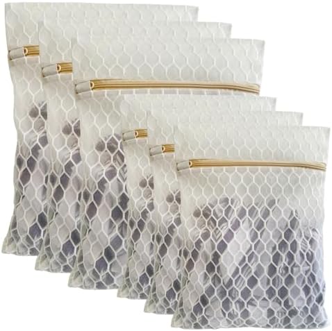 6Pcs Durable Honeycomb Mesh Laundry Bags for Delicates (3L 3M) White by DuomiW