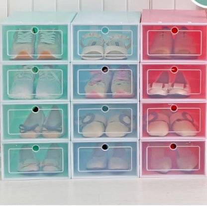 Cabilock 6pcs Stackable Transparent Shoe Storage Box Thicken Plastic Container s for Organizing Closets Entryway and under Beds Shoe Organizer for Tidy Spaces