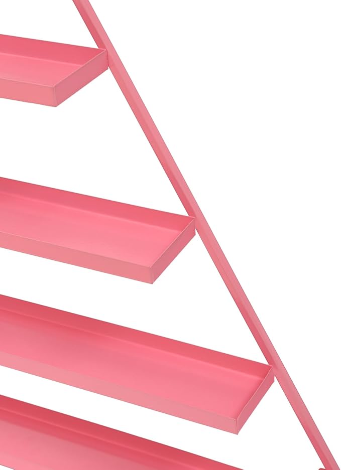 Elegant Gold Wall Mounted Nail Polish Rack - Set of 6 Triangular Cosmetic Display Shelves for Essential Oil Bottles, Organize Your Lipsticks and Perfumes in Style at Home or Salon (Pink)