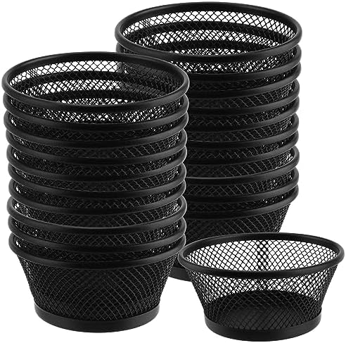PINGEUI 20 Pack Metal Paper Clip Holder, Black Mesh Desk Organizer, Office Supplies by PINGEUI