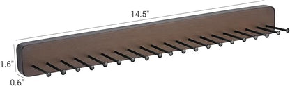 Mkono 2 Packs Tie Rack Wall Mounted Belt Hanger Holder Rustic Wood Tie Organizer for Men Closet Max up 20 Storage for Ties Belts Scarf