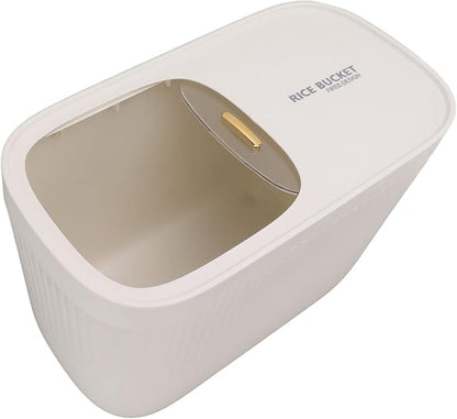 Diydeg Rice Storage Container, Large Plastic Rice Dispenser Cereal Dispenser, Food Storage Containers with Transpartent Airtight Lids and Rice Bowl for Rice Flour Cereal Bread Pantry (White)