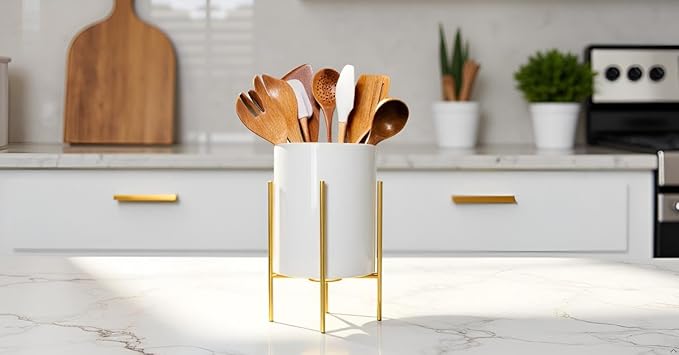 Large Utensil Holder,Ceramic Kitchen Utensil Holder for Countertop, Large Cooking Utensil Crocks for Kitchen Counter, Morden Utensil Organizer for Spatula