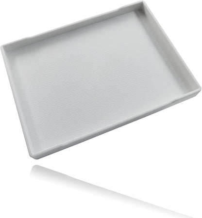 Small Bathroom Vanity Tray, (8.5 inch x 6.3 inch) Soap and Sponge Holder, Rectangular Serving Tray for Candle, Lotion Bottles, Scrubber(White)