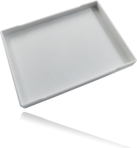 Small Bathroom Vanity Tray, (8.5 inch x 6.3 inch) Soap and Sponge Holder, Rectangular Serving Tray for Candle, Lotion Bottles, Scrubber(White)