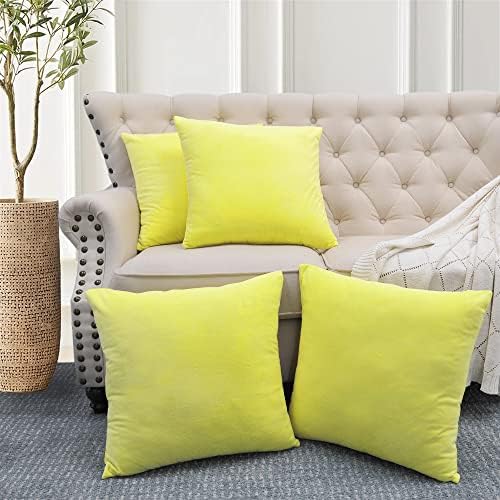 Home Soft Things Supersoft Decorative Solid Color Throw Pillow Covers Set of 4, 20x20 Inch, Butter Cup, Plush Modern Square Couch Bed Cushion Cover Home Décor by HomeSoftThings