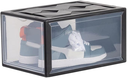Gadpiparty Basketball Shoes Storage Box 36x26x20cm Plastic Shoes Container Black Stackable for Home Closet