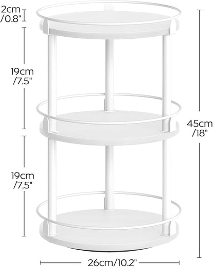 YATINEY Lazy Susan Organizer, Rotating Spice Rack, 3 Tier Spice Turntable Organizer, Industrial Turntable Spice Holder, for Kitchen Countertop and Cabinet, Compact and Versatile, White SR23WW