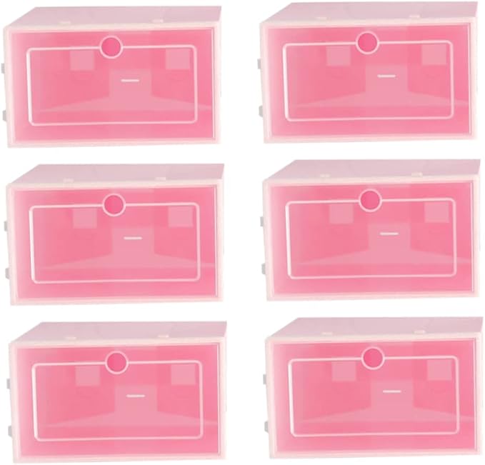Happyyami 6pcs Plastic Storage Boxes for Shoes Stackable Tidy Shoe Organizer for Home Closet Office