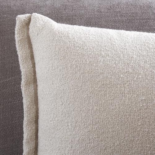SAFAVIEH Home Collection - Pyper 18" Square Pillow with Insert, Ivory Poly Boucle & Linen Decorative Accent Cushion (PLS9004B-1818) - Image 3