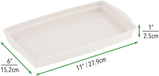 mDesign Plastic Storage Organizer Tray for Bathroom Vanity Countertops, Closets, Dressers - Holder for Guest Hand Towels, Watches, Earrings, Makeup Brushes, Reading Glasses, Perfume - Cream/Beige