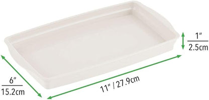 mDesign Plastic Storage Organizer Tray for Bathroom Vanity Countertops, Closets, Dressers - Holder for Guest Hand Towels, Watches, Earrings, Makeup Brushes, Reading Glasses, Perfume - Cream/Beige