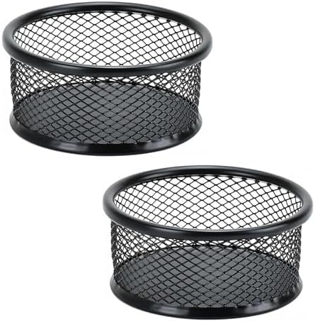 2Pcs Black Minimalist Metal Paper Clip Holder Mesh Paperclip Bowl Binder Clip Dispenser Desk Bobby Pin Container Organizer for Home Office Classroom School Desk Supplies Holders and Dispensers by Unknown