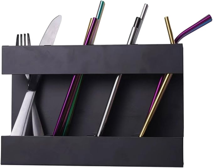 Wall Mounted Metal Straw Storage Organiser for Kitchen Restaurant Hotel Cabinet Door Space Saving Chopstick Dispenser