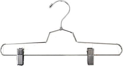 NAHANCO Metal Skirt/Pant Hangers with Metal Clips, 14" - Chrome (Pack of 25)