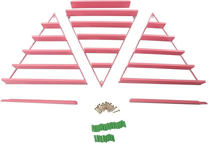 Metal Wall-Mounted Nail Polish Organizer Display Rack Cosmetic Display Case for Small Space, Vanity Bathroom (Pink)