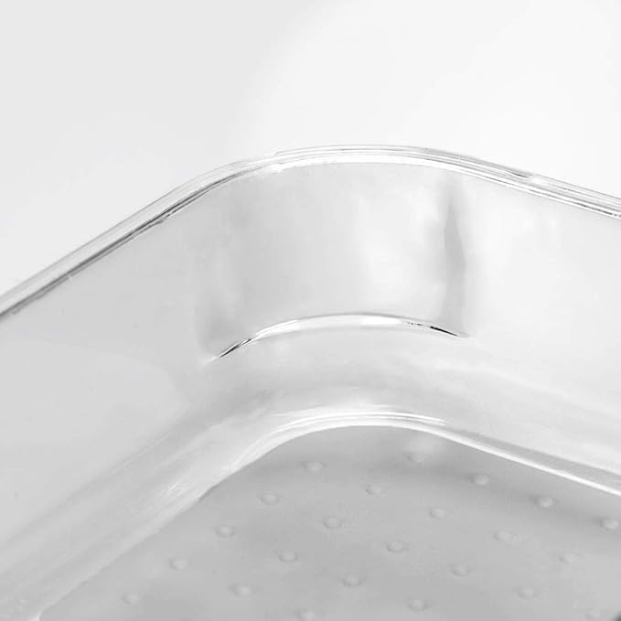 madesmart Medium Clear Storage Organizer Bin with Non-Slip Base & Soft-Grip Lining for Kitchen, Pantry, Office & Bath, Grey