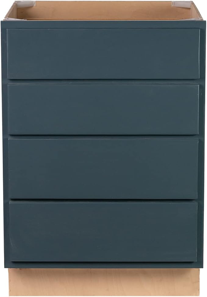 Quicklock RTA (Ready-to-Assemble) | Base Kitchen Cabinets - Shaker Style | Made in America (Needlepoint Navy, 24" Wx34.5 Hx24 D 4 Drawer)