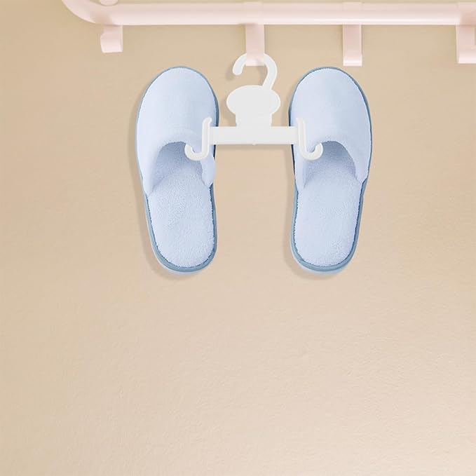 Angoily 10pcs White Plastic Slippers Hanger Shoe Hooks Double Hook Design Shoe Display Rack for Bathroom and Closet Hanging Organizer