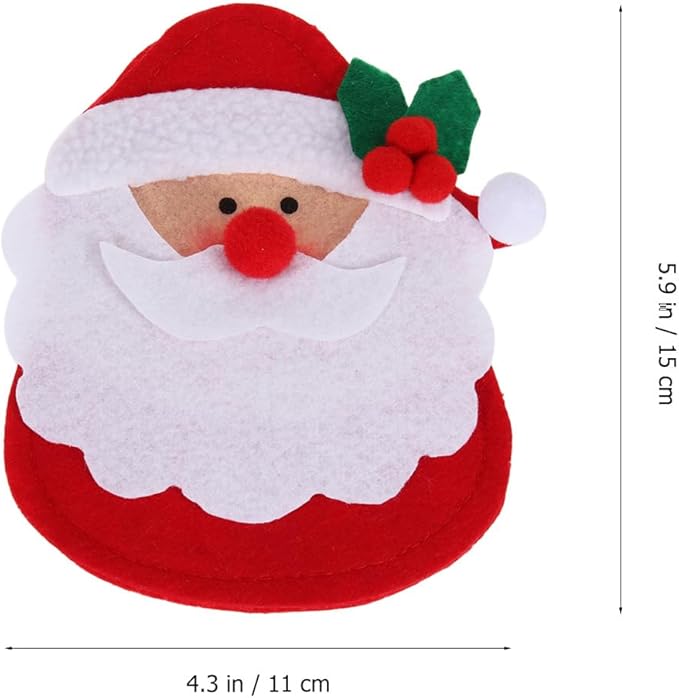 Amosfun 6pcs Christmas Silverware Holder Pockets Santa Claus with holly berry leaf Forks Bags Cutlery Holders Pockets Christmas Table Decorations