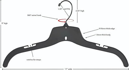 NAHANCO 17” Super Heavy Weight Plastic Shirt/Dress Hangers, White (Pack of 100), Made in USA