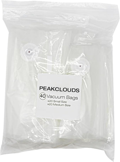 Reusable Vacuum Sealer Bags for Food Storage, 40 Count (20 Small 8.6"x8.2" + 20 Medium 13.4"x10.2") Reusable Sous Vide Bags, BPA-Free & Leakproof for Freezer, Microwave, Dishwasher
