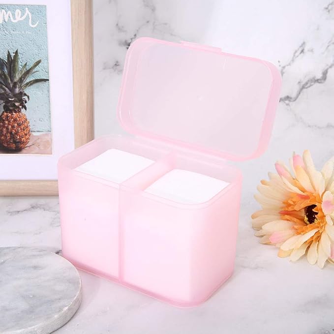 Dioche 2 Grids Nail Storage Box Nail Polish Remover Pad Storage Container Cosmetic Storage Box Organizer Holder Cotton Film Box for Nail Tools, Cosmetics And Crafts Storage Boxes()