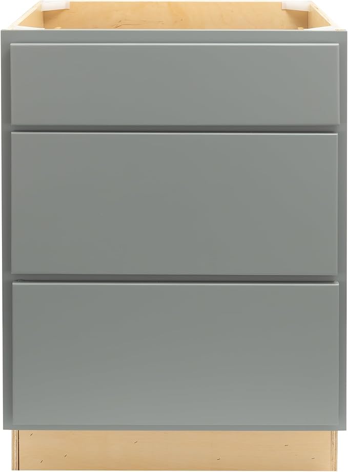 Quicklock RTA (Ready-to-Assemble) | Base Kitchen Cabinets - Shaker Style | Made in America (Magnetic Gray, 36" Wx34.5 Hx24 D 3 Drawer)