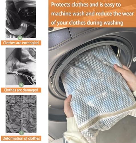 2Pcs Durable Honeycomb Mesh Laundry Bags for Delicates (2XX-L Beige) - Image 4