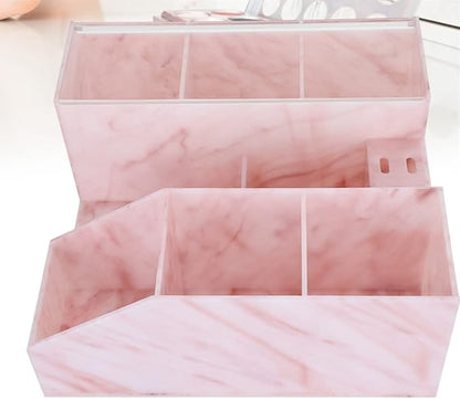 Acrylic Large Capacity Makeup Organizer, Grafting Beauty Extension Supplies Lash Storage Display, Eyelash Storage Case Brush Tweezers Cosmetic Holder (Pink Marble)