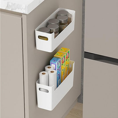 Over Cabinet Door Organizer Plastic Adhesive Storage Containers 2 Pack Kitchen Wrap Organizer Shelf for Wall Bathroom Office Pantry, White