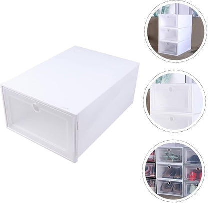 6pcs Transparent Stackable Shoes Container Drawer Type Shoe Organizer Dustproof Design for Closets Entryway and Storage White