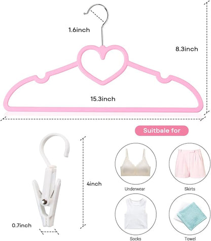 Plastic Hangers 80 Pack, Pink Clothes Hanger with 10 Clips- Ultra Thin Space Saving with 360 Degree Swivel Hook -Strong Adult for Dress,Shirt,Coats