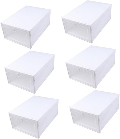 Gatuida 6pcs Transparent Stackable Shoes Box Organizer Drawer Design Shoe Storage Container for Easy Access and Dust