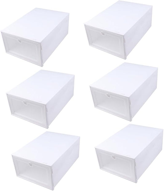 Gatuida 6pcs Transparent Stackable Shoes Box Organizer Drawer Design Shoe Storage Container for Easy Access and Dust